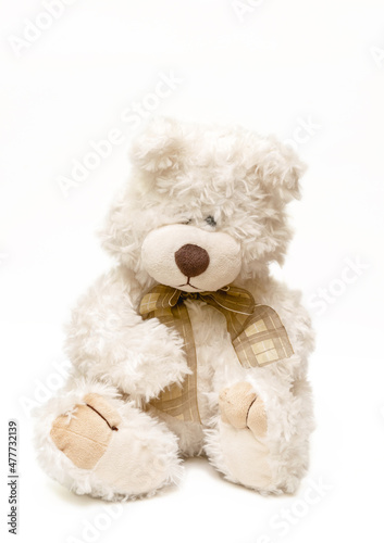 White bear toy isolated on white background