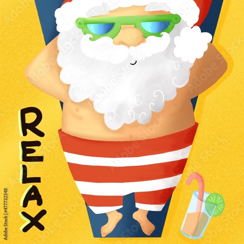 Santa on the beach (ID: 477732348)