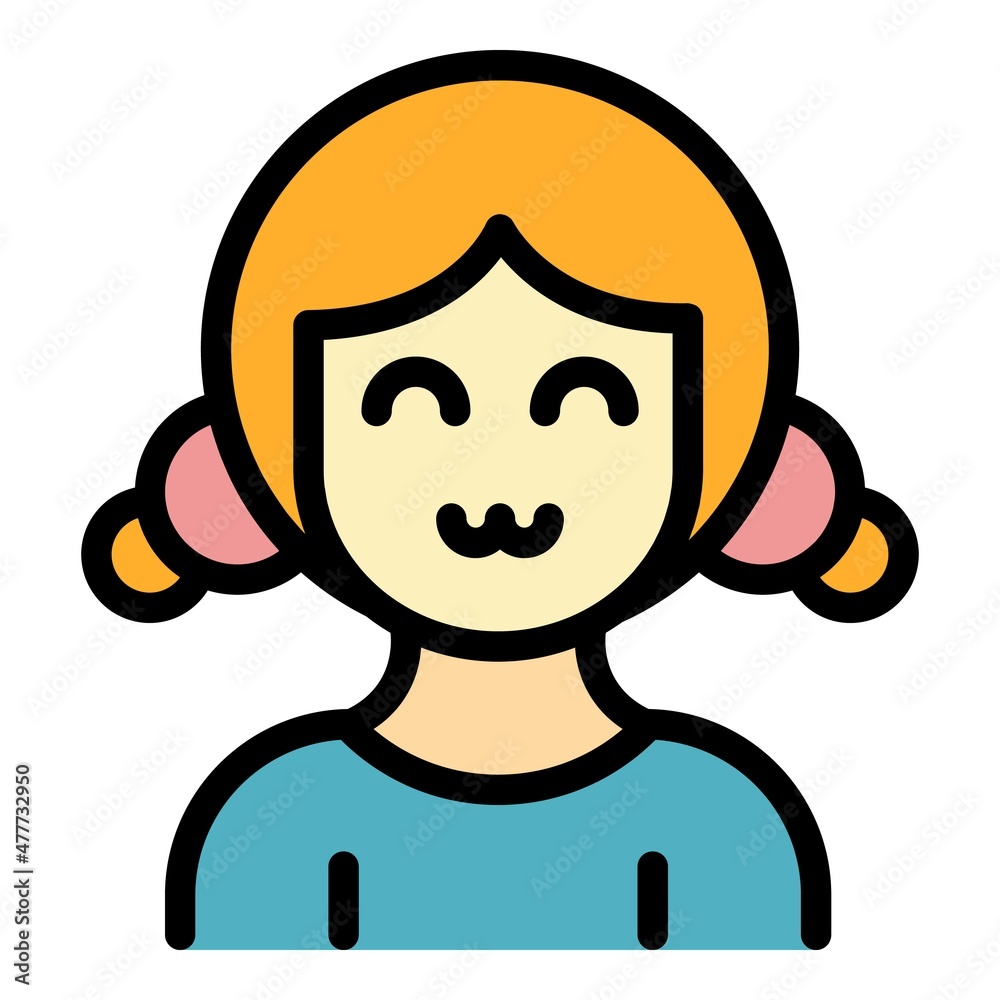 Little girl icon. Outline little girl vector icon color flat isolated Little girl icon. Outline little girl vector icon color flat isolated