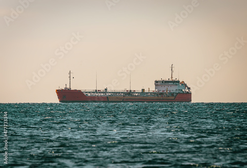 tanker in sea at heat haze