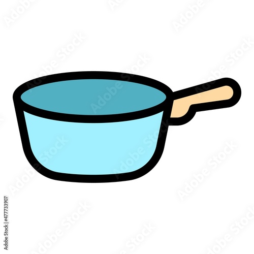Dinner wok frying pan icon. Outline dinner wok frying pan vector icon color flat isolated