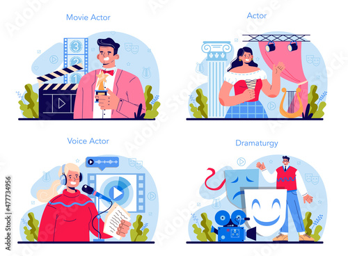 Actor and actress concept set. Theatrical performer or movie production