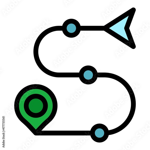 Route itinerary icon. Outline route itinerary vector icon color flat isolated