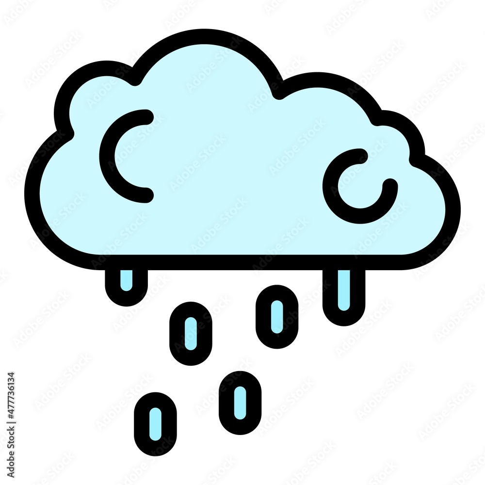 Rainy cloud icon. Outline rainy cloud vector icon color flat isolated Rainy cloud icon. Outline rainy cloud vector icon color flat isolated