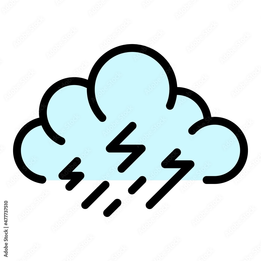 Lightning sky icon. Outline lightning sky vector icon color flat isolated Lightning sky icon. Outline lightning sky vector icon color flat isolated