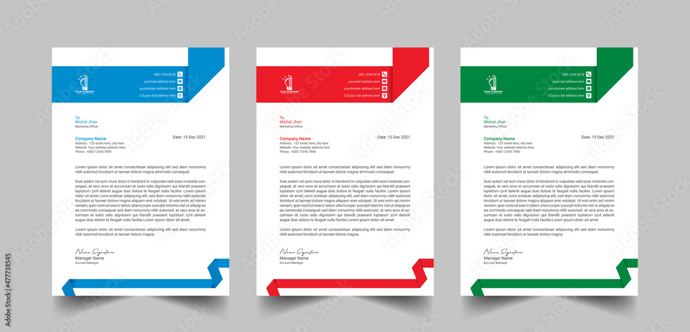 Modern business letterhead template design. creative letterhead design
