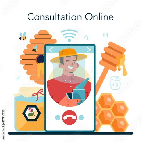 Hiver or beekeeper online service or platform. Professional farmer