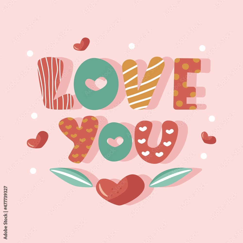 card with hand text love you