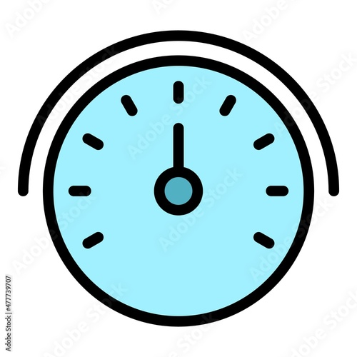 Round car dashboard icon. Outline round car dashboard vector icon color flat isolated