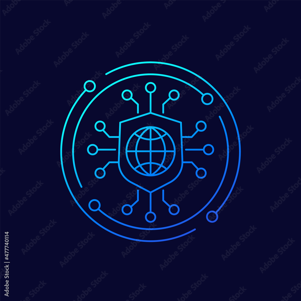 secure network, online security line vector icon secure network, online security line vector icon