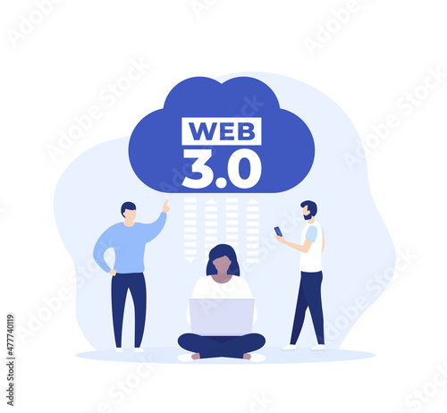 Web 3.0 or Web3 vector illustration with people