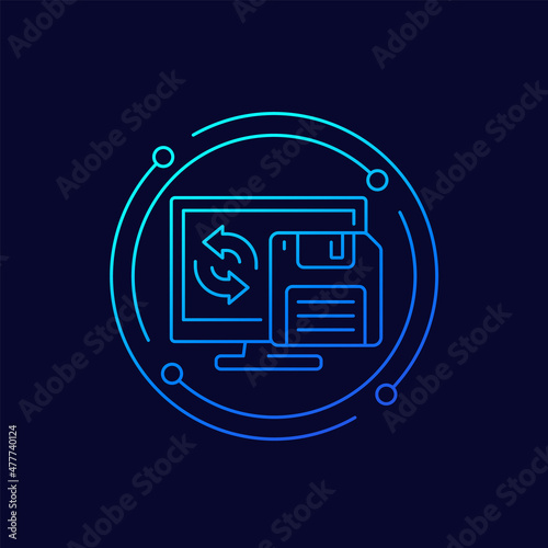backup icon with a floppy disk, linear design