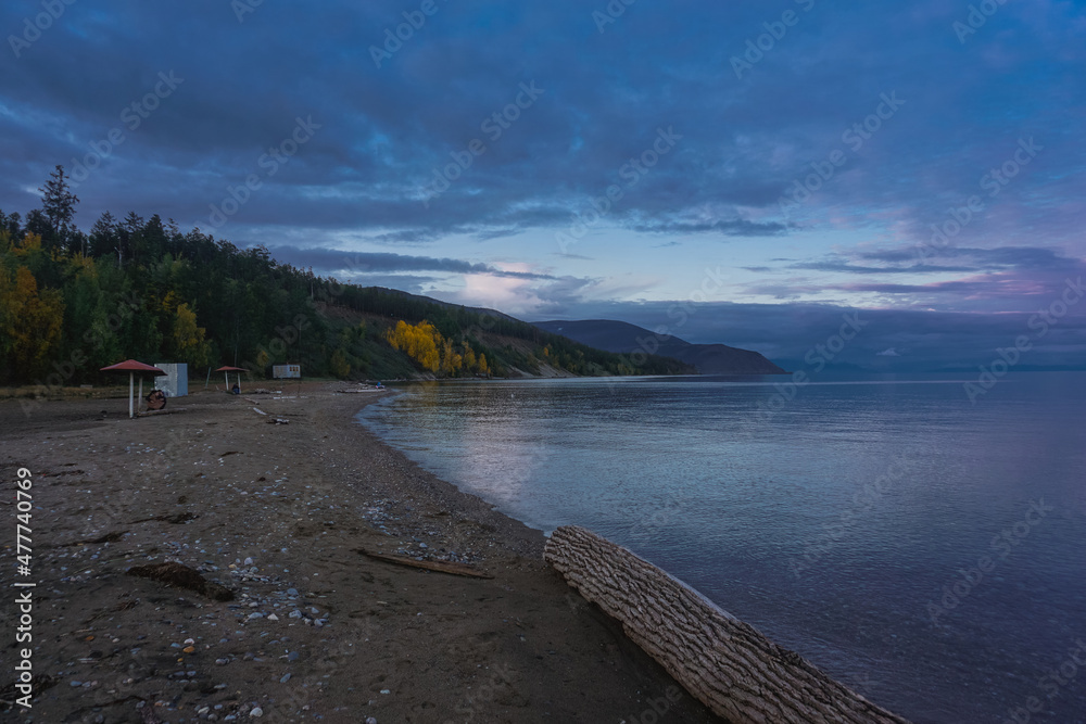 Lake Baikal coast at sunset Lake Baikal coast at sunset