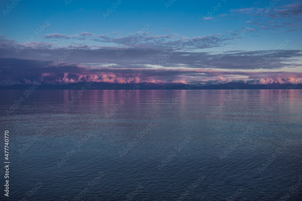 Lake Baikal coast at sunset
