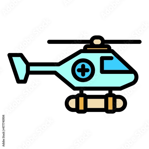 Fototapeta Naklejka Na Ścianę i Meble -  Coast rescue helicopter icon. Outline coast rescue helicopter vector icon color flat isolated