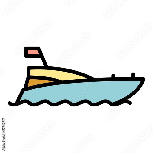 Rescue boat icon. Outline rescue boat vector icon color flat isolated