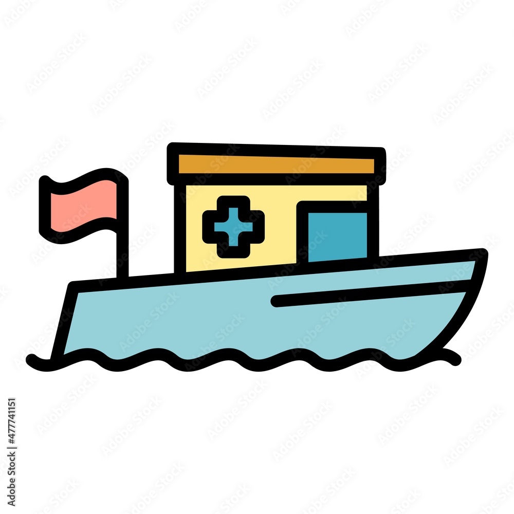 Power rescue boat icon. Outline power rescue boat vector icon color flat isolated Power rescue boat icon. Outline power rescue boat vector icon color flat isolated