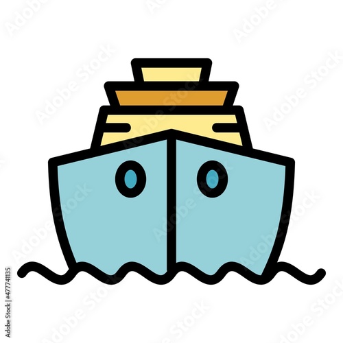 Motor rescue boat icon. Outline motor rescue boat vector icon color flat isolated