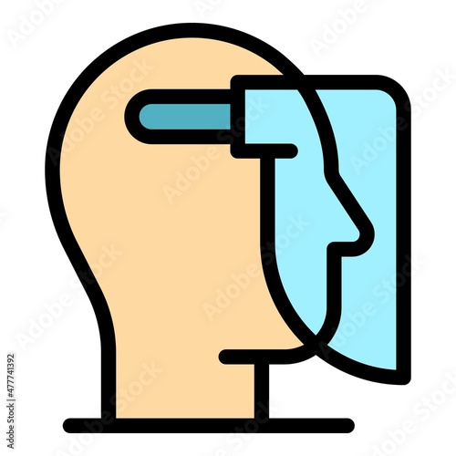Man face shield icon. Outline man face shield vector icon color flat isolated