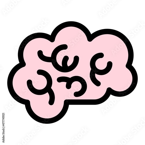 Intellect brain icon. Outline intellect brain vector icon color flat isolated