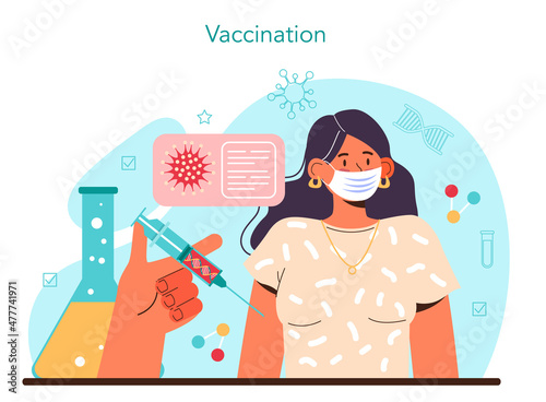 Virologist concept. Scientist studies viruses and bacteria in a laboratory.