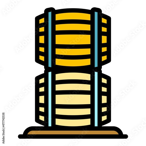 Bourbon barrel stack icon. Outline bourbon barrel stack vector icon color flat isolated
