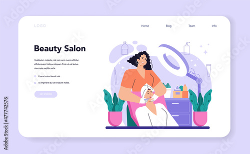 Salon dermaplaning procedure web banner or landing page