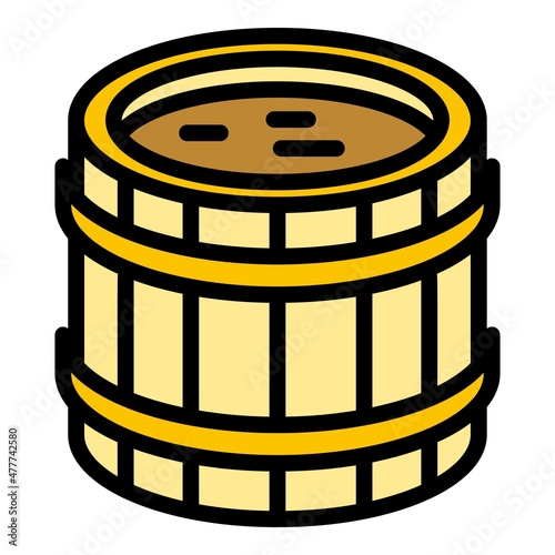 Full bourbon barrel icon. Outline full bourbon barrel vector icon color flat isolated