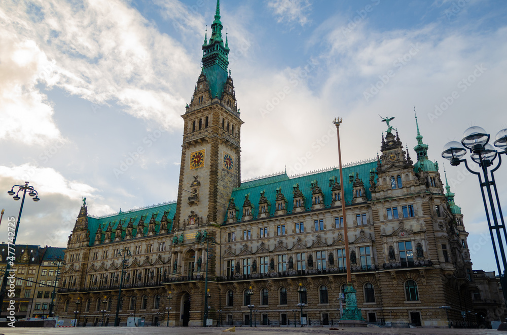 Hamburg city hall from the bottom Germany