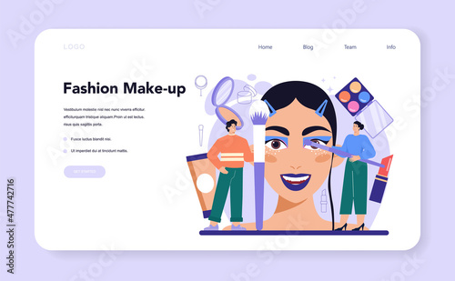 Make up artist web banner or landing page. Professional artist