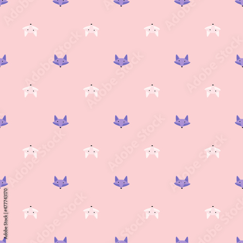 Wallpaper Mural Fox pattern seamless in freehand style. Head animals on colorful background. Vector illustration for textile. Torontodigital.ca