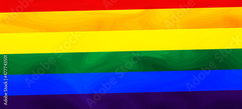 PRIDE MONTH banner on gradient rainbow background. LGBT flag. Template design, vector illustration. Love wins. Colorful symbols. Gay pride collection