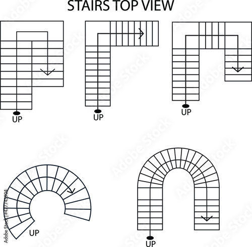 Illustration vector graphic of top view of the stairs icon suitable for your house plan design