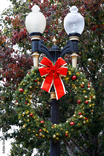 christmas reef decoration on light pole