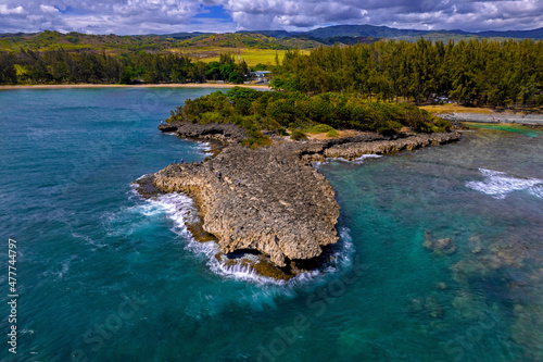 Fotografie Aerial view of  Ilot Sancho (Sancho islet) which is located on the south coast o