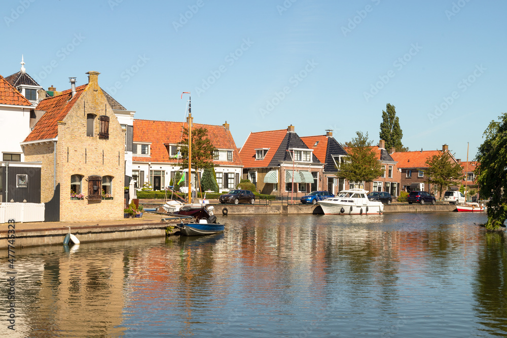 Village view of the picturesque Frisian town of Makkum on the IJsselmeer.