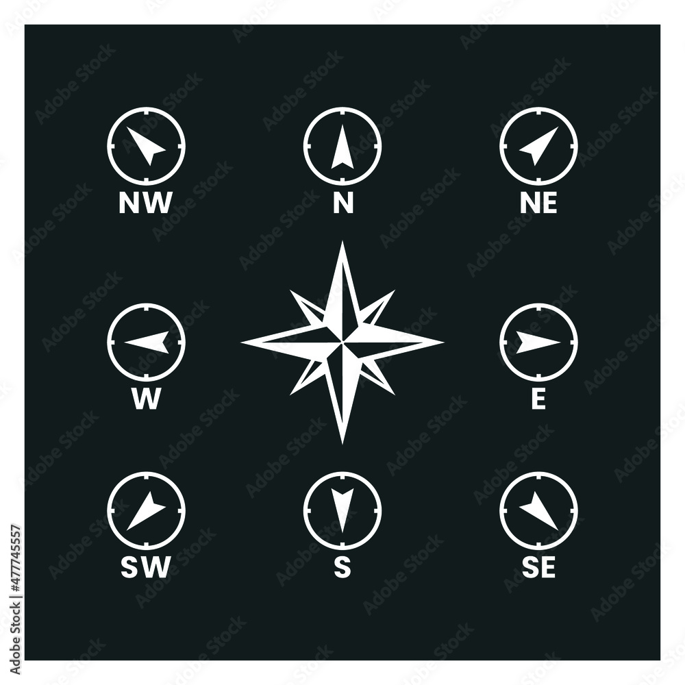 Compass icon isolated of flat style design on white background Compass icon isolated of flat style design on white background