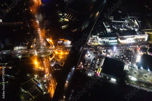 夜の静岡市駿河区中吉田付近を空撮