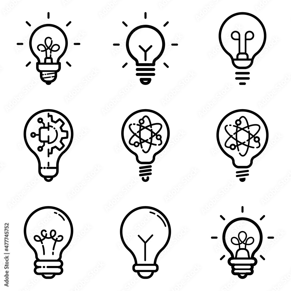 Idea Flat Icon Set Isolated On White Background Idea Flat Icon Set Isolated On White Background