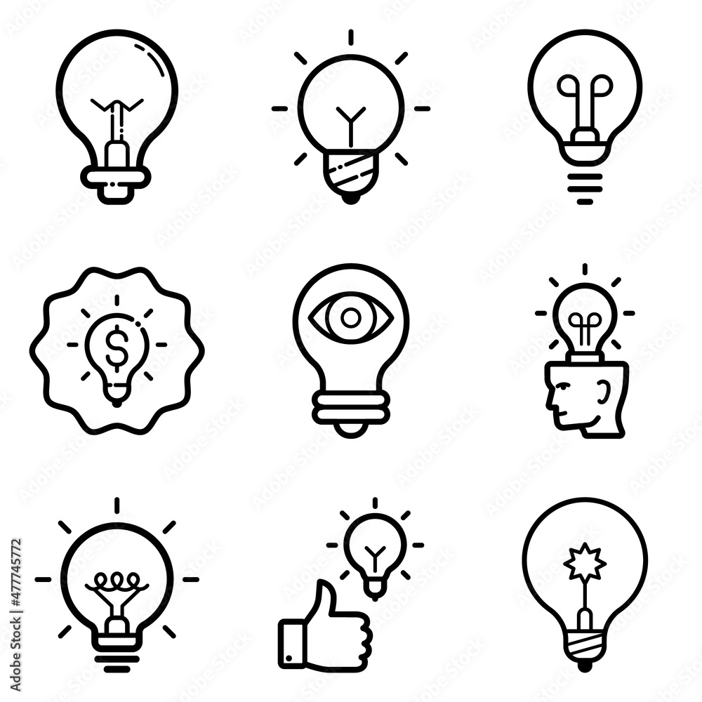 Idea Flat Icon Set Isolated On White Background Idea Flat Icon Set Isolated On White Background