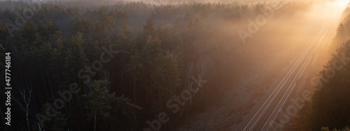 Top view of freight train, motion blur. photo