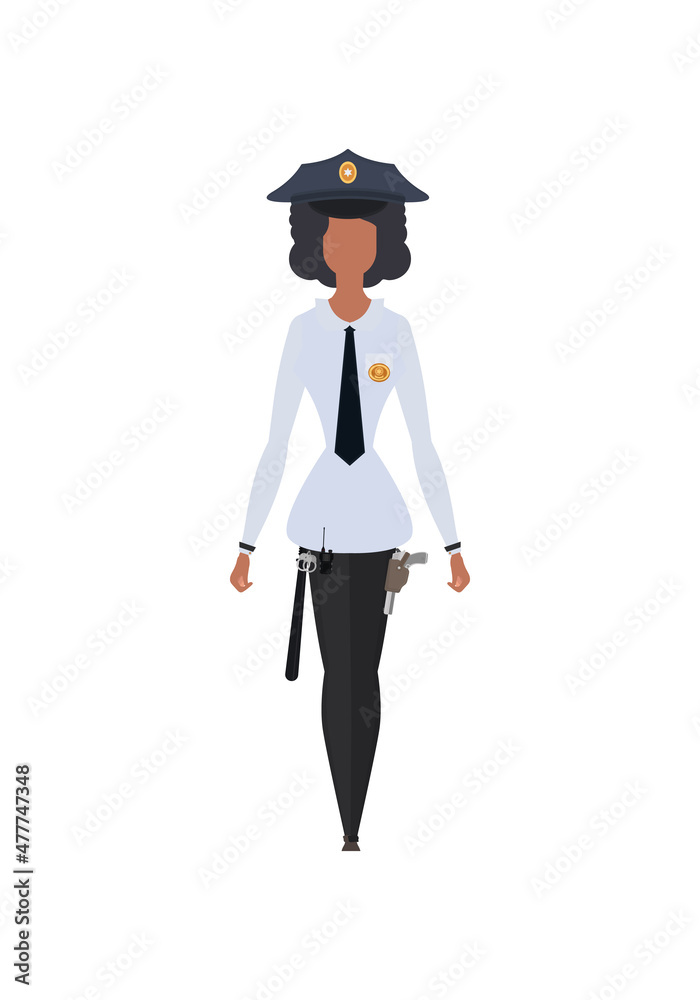 Young female officer in, professional military female character vector Illustration Young female officer in, professional military female character vector Illustration