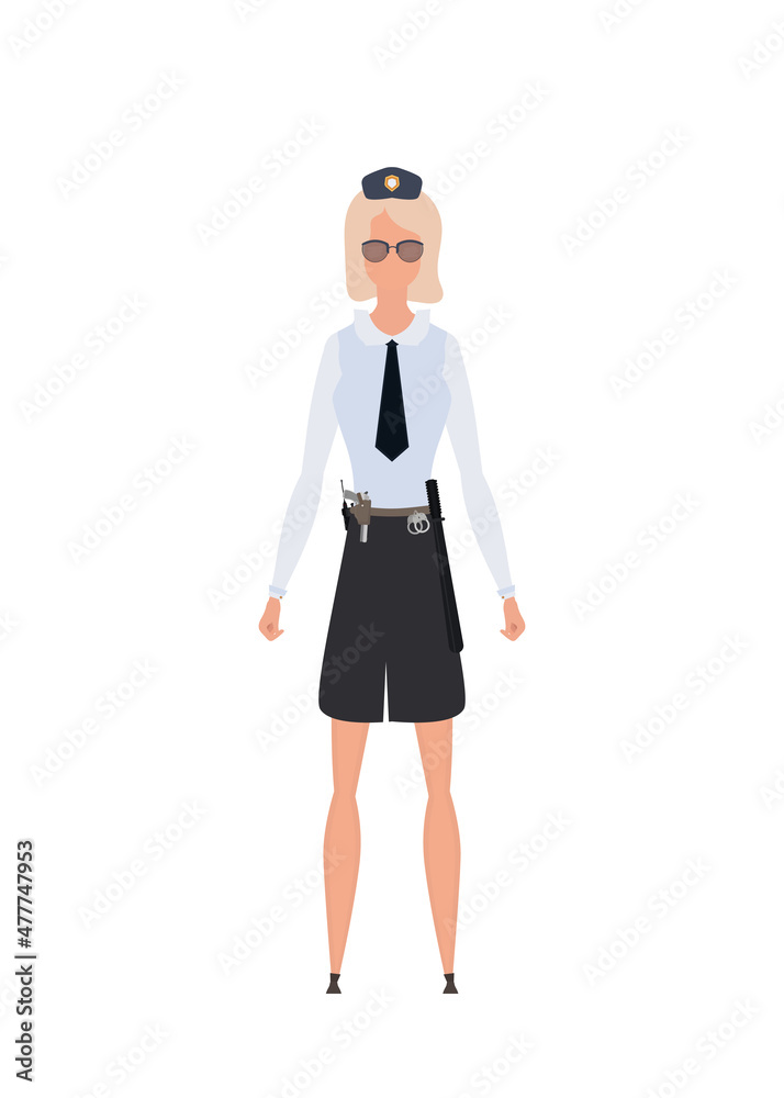 Young female officer, professional military female character Illustration