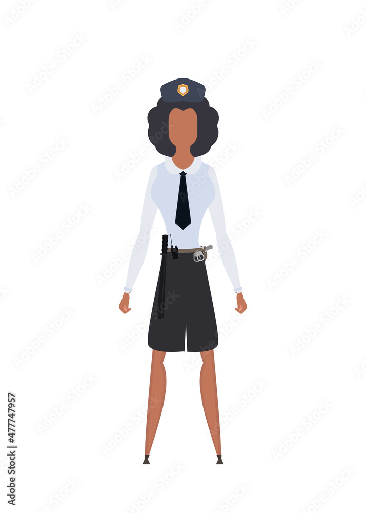 Fototapeta premium Young female officer, professional military female character Illustration