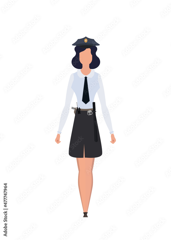 Young female officer, professional military female character Illustration