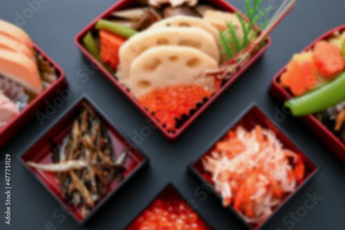 お正月や日本料理の背景に使いやすい和食材のお洒落ぼけたイメージ