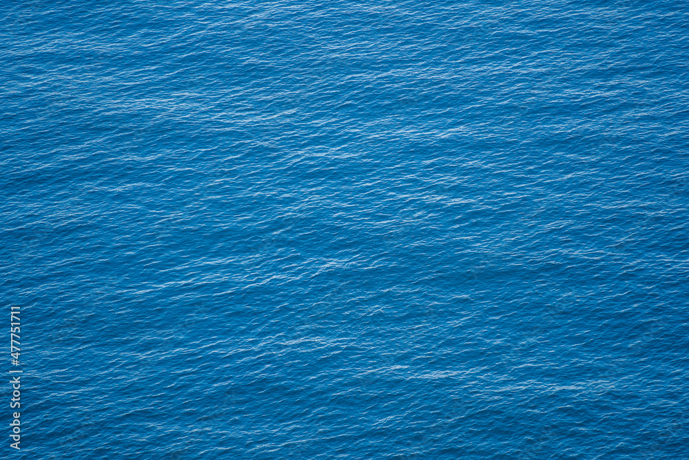 Blue sea water surface with waves, top view - obrazy, fototapety, plakaty 