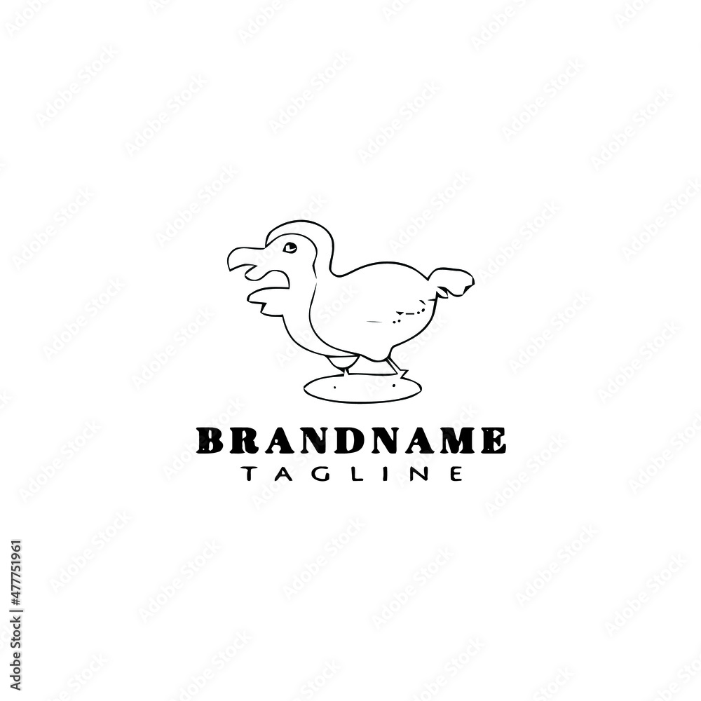 dodo bird cartoon logo template icon design black isolated vector illustration