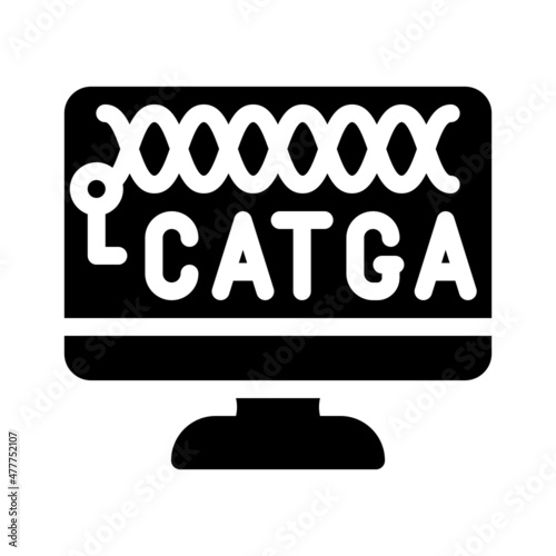 dna on computer screen glyph icon vector. dna on computer screen sign. isolated contour symbol black illustration photo