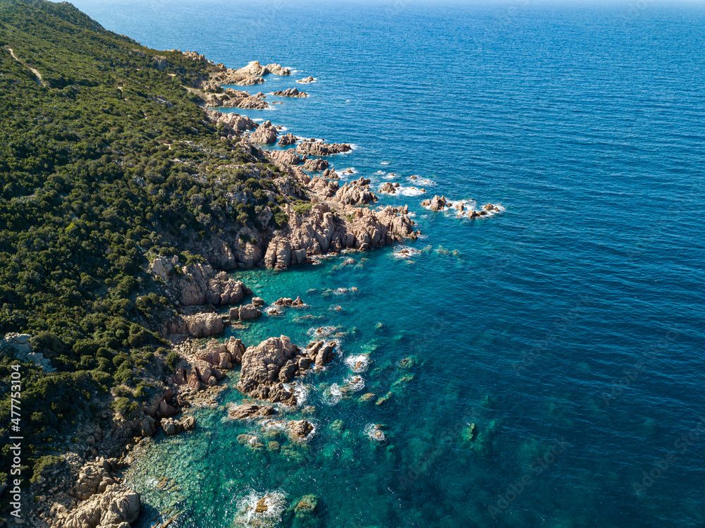 Drone view of Tinnari beach in the northwest of Sardinia Drone view of Tinnari beach in the northwest of Sardinia
